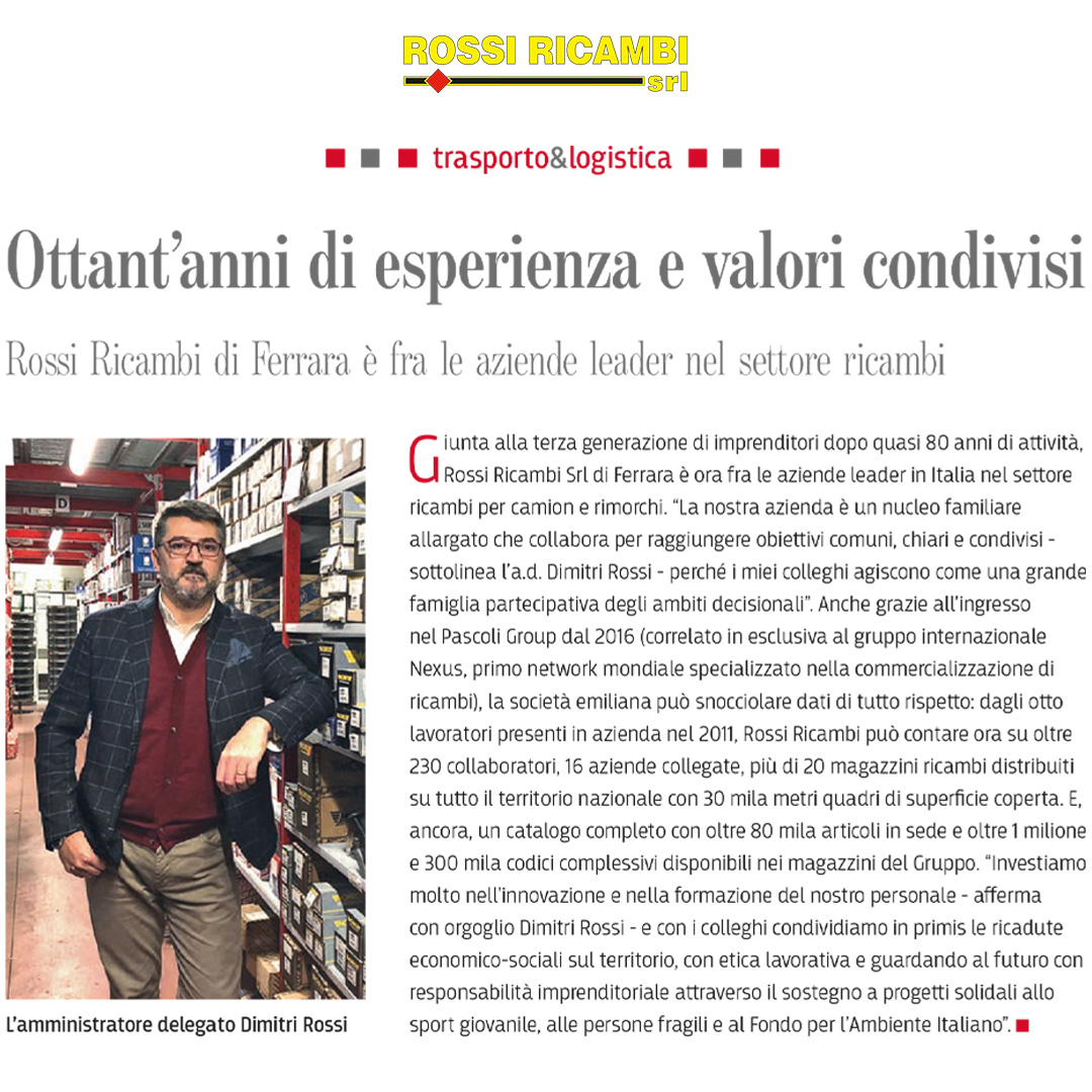 Rossi Ricambi su Platinum – Il Sole 24 Ore: un modello di impresa familiare moderna